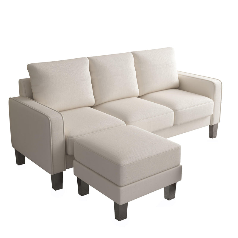 Modern Living Room Furniture L Shape Sofa with Ottoman in Beige Fabric - Urban Living Furniture (Los Angeles, CA)