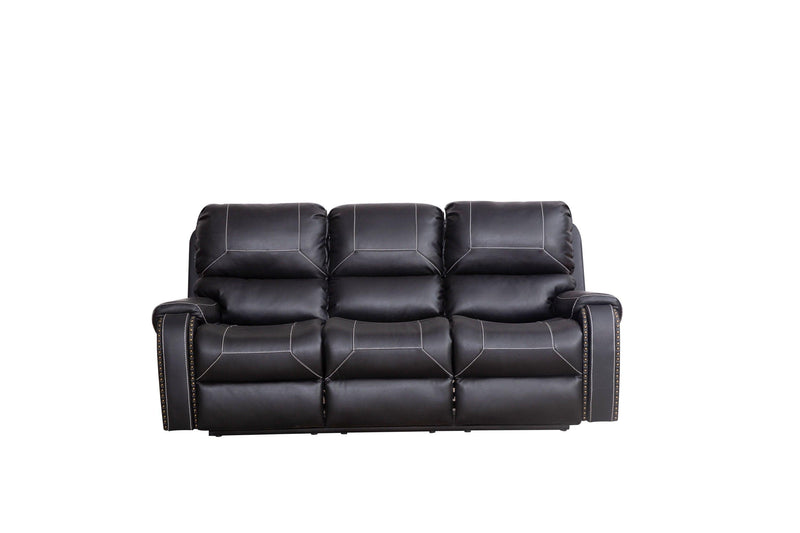 Faux Leather Reclining Sofa Couch 3 Seater for Living Room Black