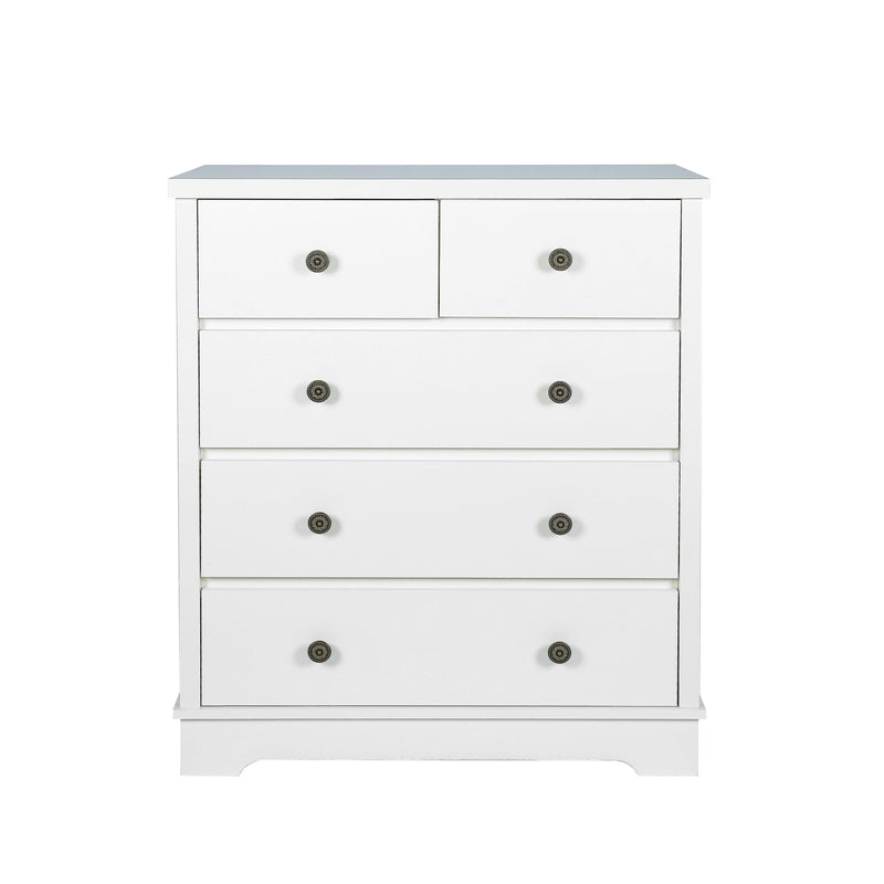 White color 5 drawers chest of drawer,Tallboy for bedroom, wooden cabinet - Urban Living Furniture (Los Angeles, CA)