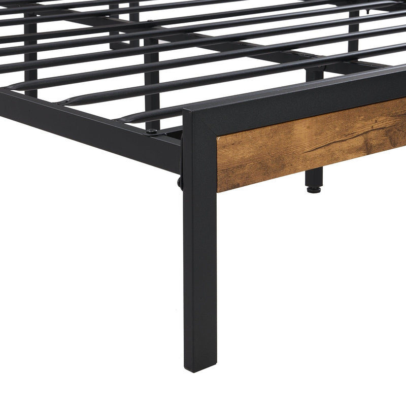 Queen Size  Metal Platform Bed Frame with Wooden Headboard and Footboard with USB LINER, No Box Spring Needed, Large Under BedStorage, Easy Assemble - Urban Living Furniture (Los Angeles, CA)