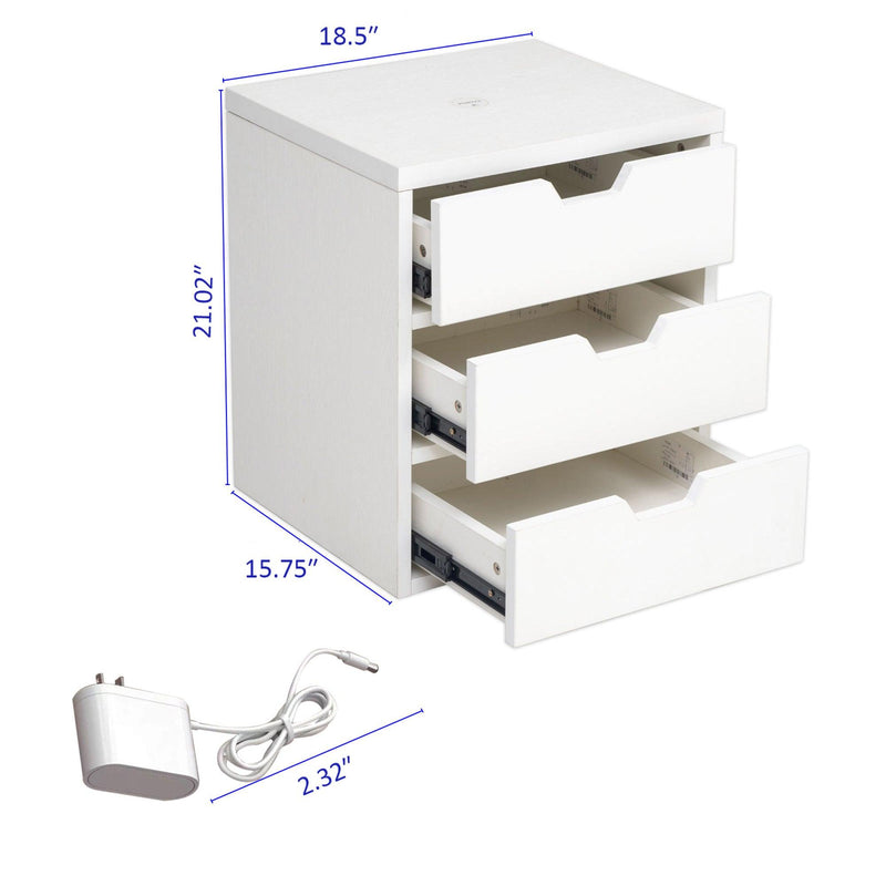 Bedside table with wireless charging station, bedside table with lockers andStorage drawers, bedside table sofa coffee table, white - Urban Living Furniture (Los Angeles, CA)