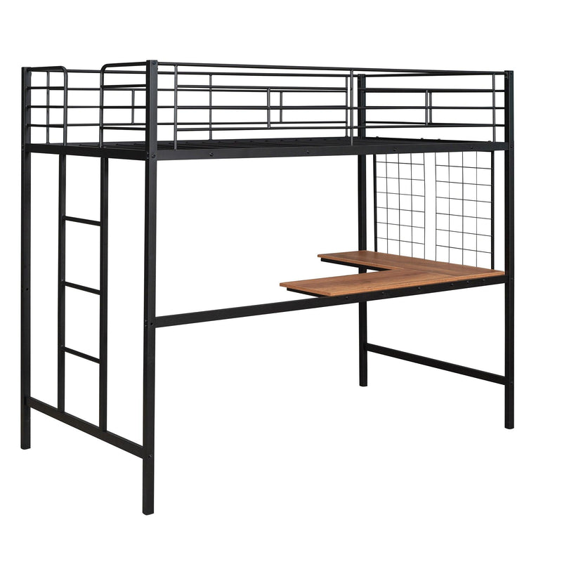 Twin Metal Loft Bed with Desk and Metal Grid,Black - Urban Living Furniture (Los Angeles, CA)