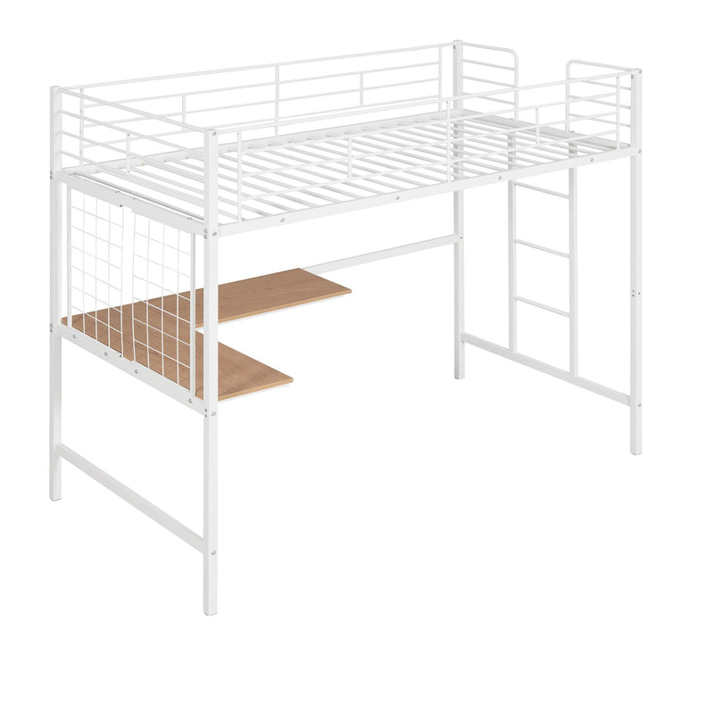 Twin Metal Loft Bed with Desk and Metal Grid,White - Urban Living Furniture (Los Angeles, CA)