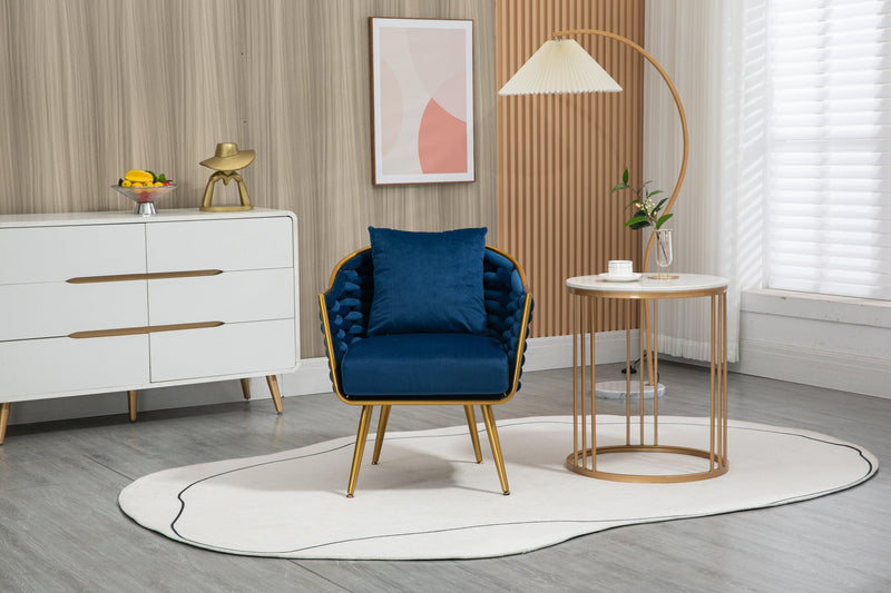 Velvet Accent ChairModern Upholstered Armchair Tufted Chair with Metal Frame, Single Leisure Chairs  for Living Room Bedroom Office Balcony - Urban Living Furniture (Los Angeles, CA)