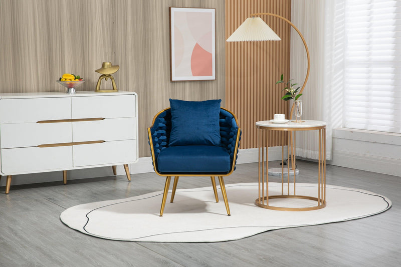 Velvet Accent ChairModern Upholstered Armchair Tufted Chair with Metal Frame, Single Leisure Chairs  for Living Room Bedroom Office Balcony - Urban Living Furniture (Los Angeles, CA)