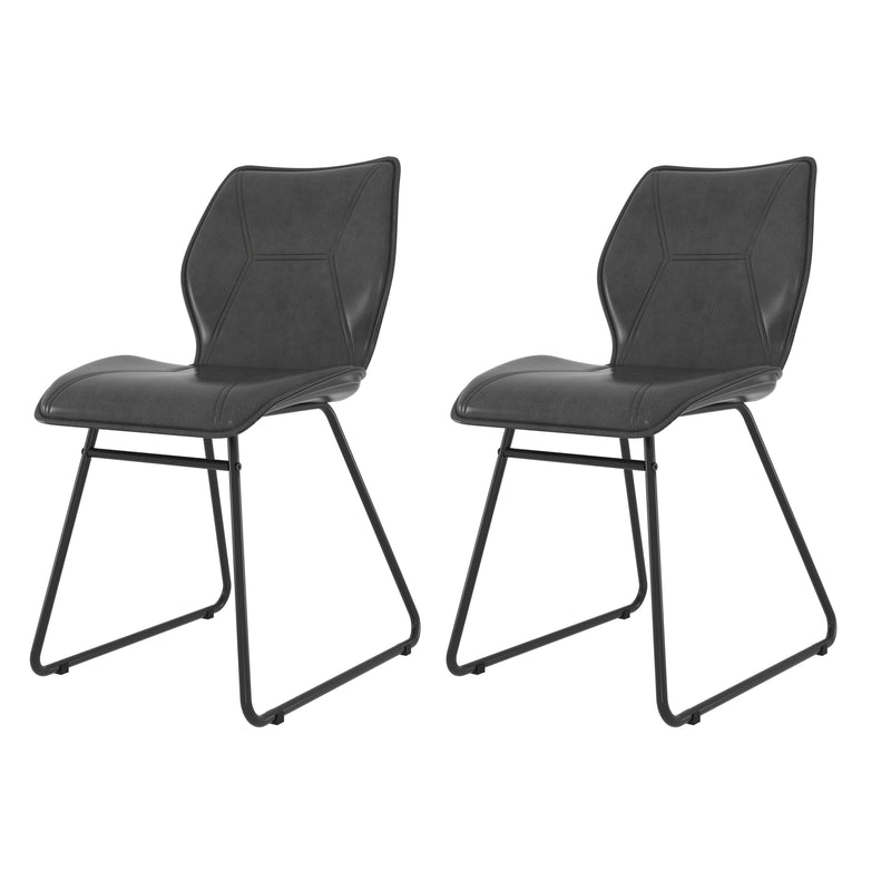 Set of 2, Leather Dining Chair with High-Density Sponge, PU Chair Kitchen Stools for Dining room,homes, kitchens,Gray