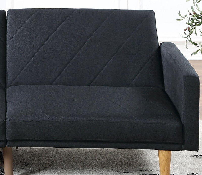 Modern Electric Look 1pc Convertible Sofa Couch Black Linen Like Fabric Cushion Clean Lines Wooden Legs Living Room - Urban Living Furniture (Los Angeles, CA)