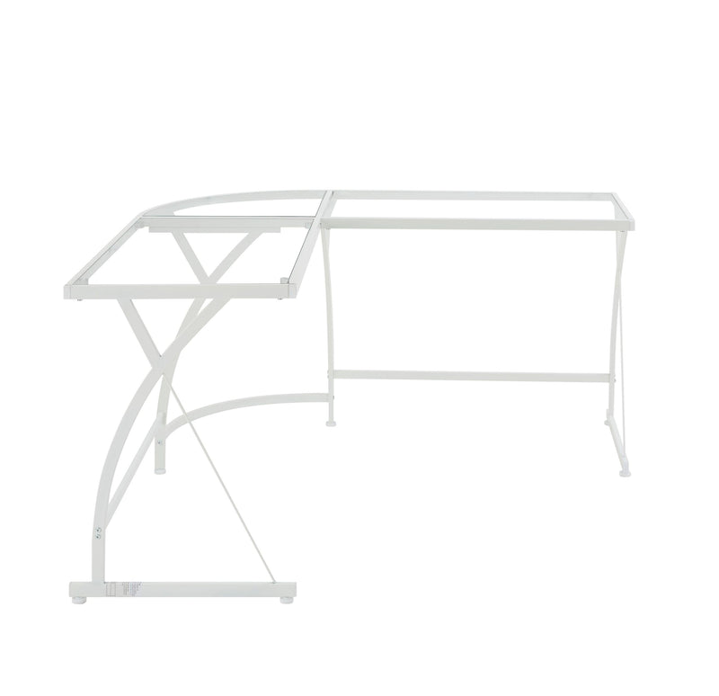 ACME Janison Computer Desk in Clear Glass & White Finish OF00052 - Urban Living Furniture (Los Angeles, CA)