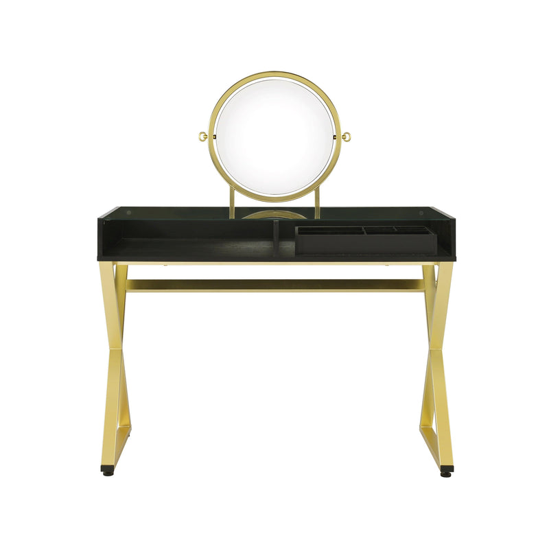 ACME Coleen Vanity Desk w/Mirror & Jewelry Tray in Black & Gold Finish AC00669 - Urban Living Furniture (Los Angeles, CA)