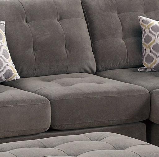 Living Room Sectional Waffle Suede Charcoal Color Sectional Sofa w Pillows Couch Tufted Cushion  Contemporary (NO OTTOMAN) - Urban Living Furniture (Los Angeles, CA)