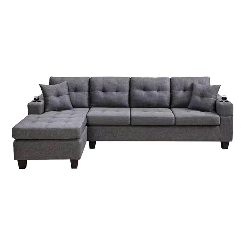 sectional sofa left with footrest, convertible corner sofa with armrestStorage, sectional sofa for living room and apartment, chaise longue left (grey) - Urban Living Furniture (Los Angeles, CA)