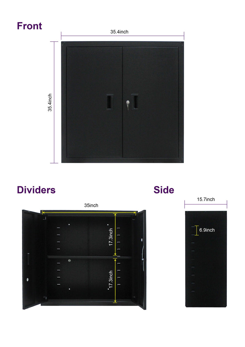 MetalStorage Cabinet with Locking Doors and One  Adjustable Shelves