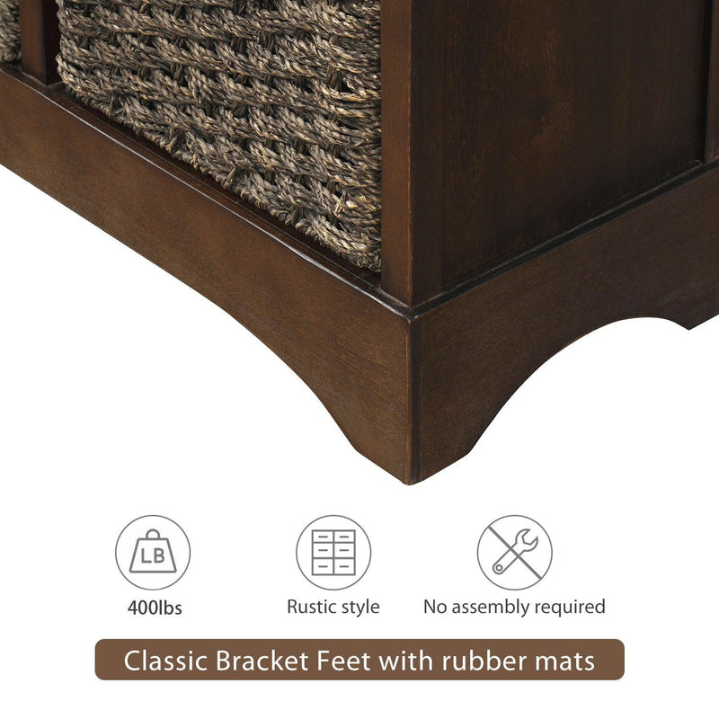 RusticStorage Cabinet with Two Drawers and Four Classic Rattan Basket for Dining Room/Living Room (Espresso) - Urban Living Furniture (Los Angeles, CA)