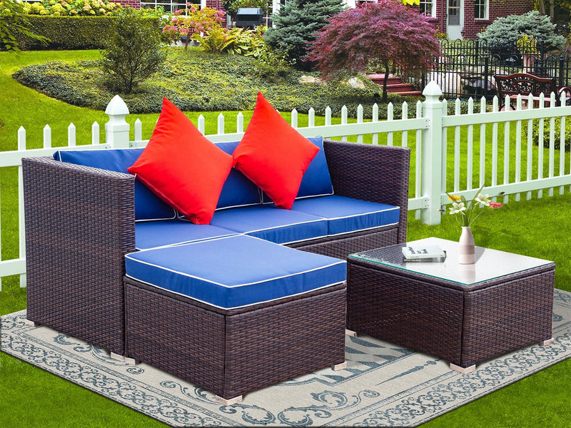 3 Piece Patio Sectional Wicker Rattan Outdoor Furniture Sofa Set - Urban Living Furniture (Los Angeles, CA)