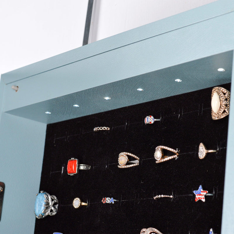 Fashion Simple JewelryStorage Mirror Cabinet With LED Lights Can Be Hung On The Door Or Wall