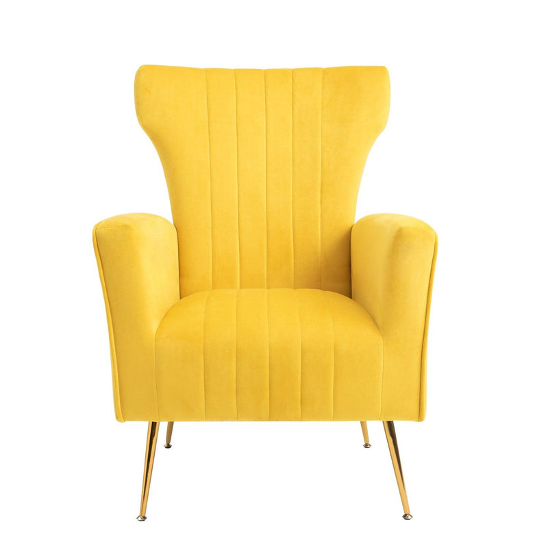 Velvet Accent Chair, Wingback Arm Chair with Gold Legs, Upholstered Single Sofa for Living Room Bedroom - Urban Living Furniture (Los Angeles, CA)