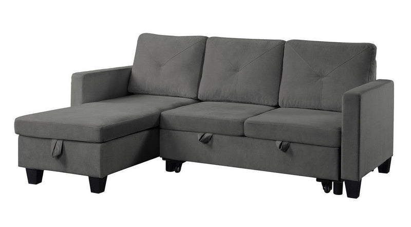 Nova Dark Gray Velvet Reversible Sleeper Sectional Sofa withStorage Chaise - Urban Living Furniture (Los Angeles, CA)