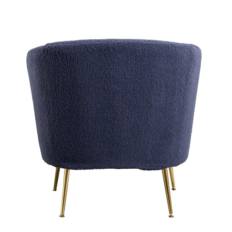 30.32"W Accent Chair Upholstered Curved Backrest Reading Chair Single Sofa Leisure Club Chair with Golden Adjustable Legs For Living Room Bedroom Dorm Room (Navy Boucle) - Urban Living Furniture (Los Angeles, CA)