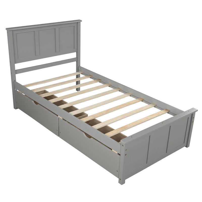 PlatformStorage Bed, 2 drawers with wheels, Twin Size Frame, Gray - Urban Living Furniture (Los Angeles, CA)