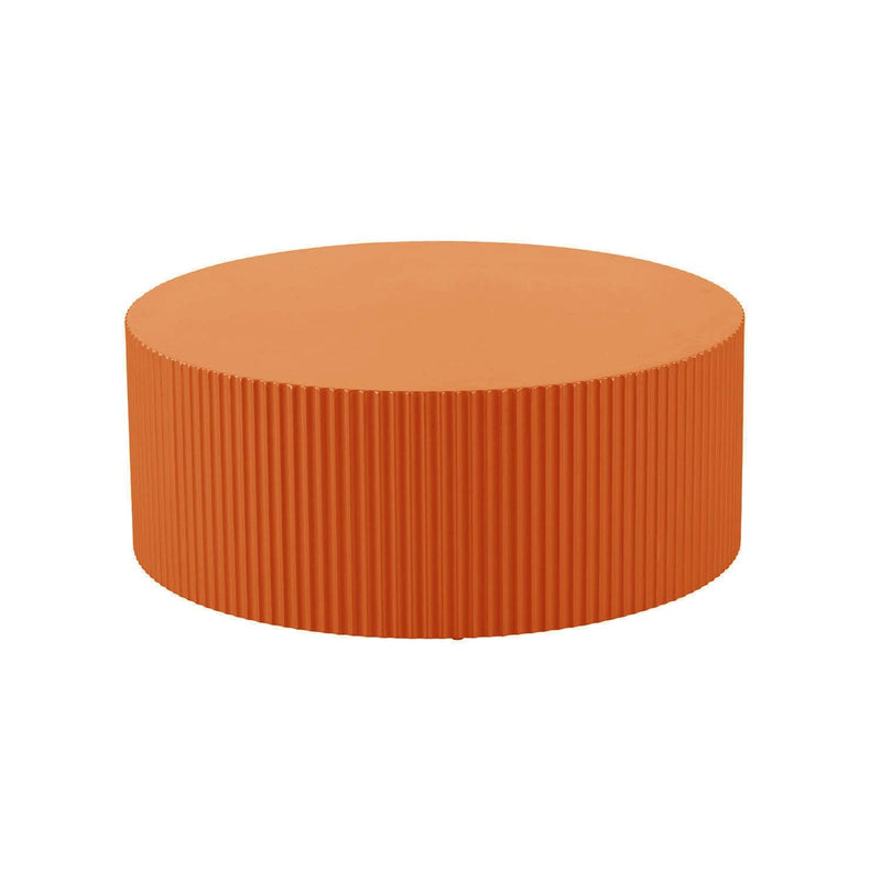 Stylish Round MDF Coffee Table with Handcraft Relief Design φ35.43inch, Bright Orange - Urban Living Furniture (Los Angeles, CA)