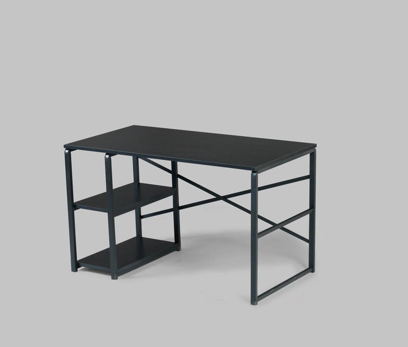 Furnish Home Store Sage Black Metal Frame 47" Wooden Top 2 Shelves Writing and Computer Desk for Home Office, Black - Urban Living Furniture (Los Angeles, CA)