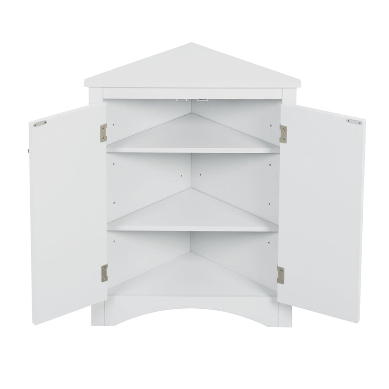 White Triangle BathroomStorage Cabinet with Adjustable Shelves, Freestanding Floor Cabinet for Home Kitchen - Urban Living Furniture (Los Angeles, CA)