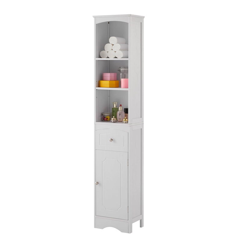 Tall Bathroom Cabinet, FreestandingStorage Cabinet with Drawer, MDF Board, Adjustable Shelf, White - Urban Living Furniture (Los Angeles, CA)