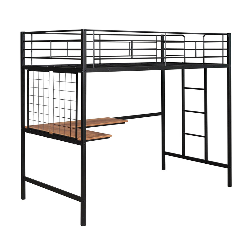 Twin Metal Loft Bed with Desk and Metal Grid,Black - Urban Living Furniture (Los Angeles, CA)