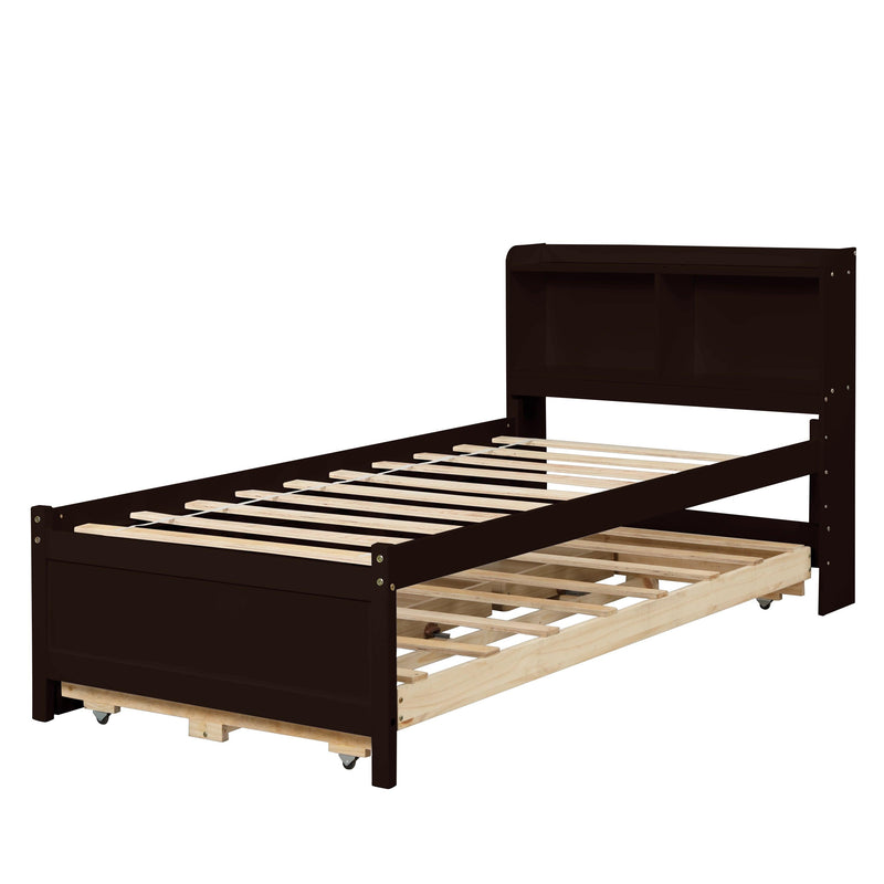 Full Bed with Bookcase,Twin Trundle,Drawers,Espresso - Urban Living Furniture (Los Angeles, CA)