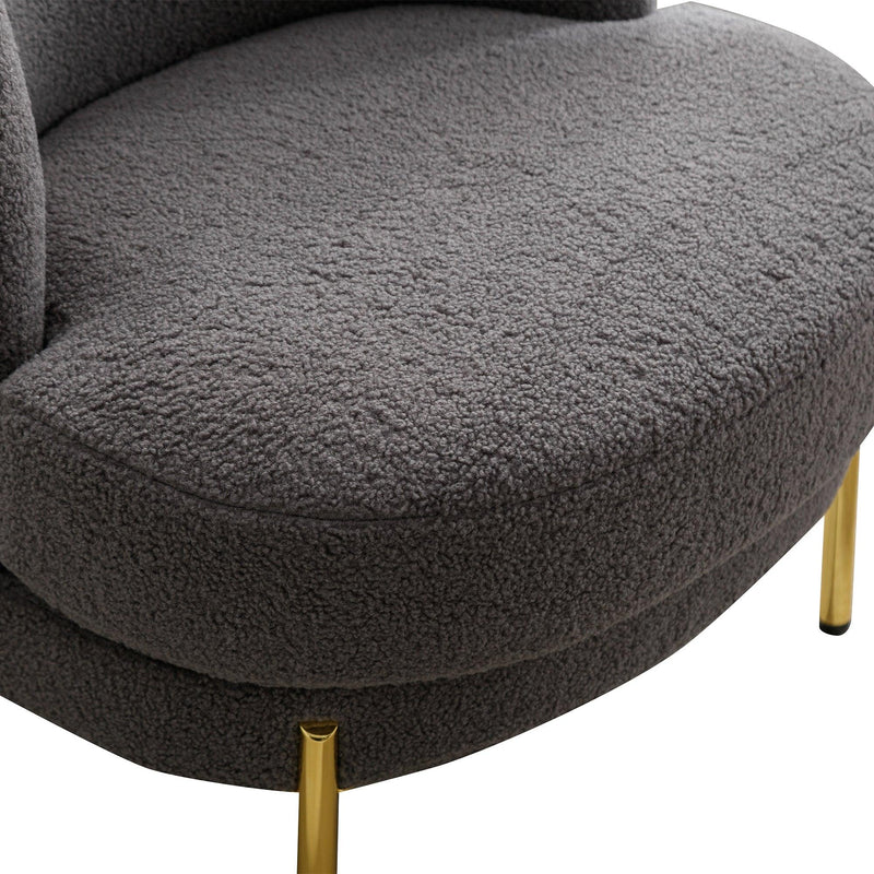 28.4"W Accent Chair Upholstered Curved Backrest Reading Chair Single Sofa Leisure Club Chair with Golden Adjustable Legs For Living Room Bedroom Dorm Room (Gray Boucle) - Urban Living Furniture (Los Angeles, CA)