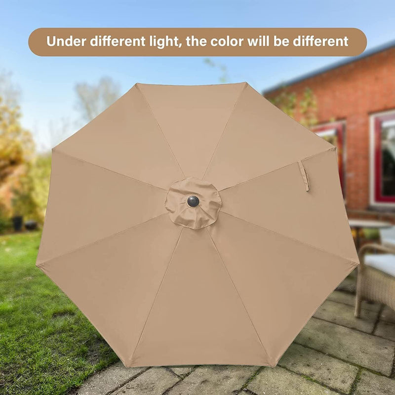 Simple Deluxe 9' Patio Umbrella Outdoor Table Market Yard Umbrella with Push Button Tilt/Crank, 8 Sturdy Ribs for Garden, Deck, Backyard, Pool, Tan - Urban Living Furniture (Los Angeles, CA)