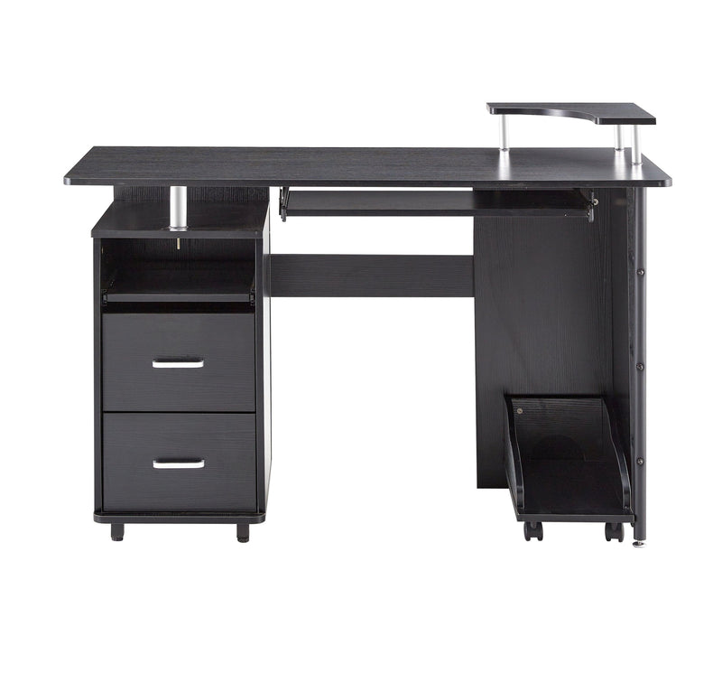 solid wood computer Desk,office table with PC droller,Storage shelves and file cabinet , two drawers, CPU tray,a shelf  used for planting, single , black. 47.24''L 21.65''W 34.35''H - Urban Living Furniture (Los Angeles, CA)