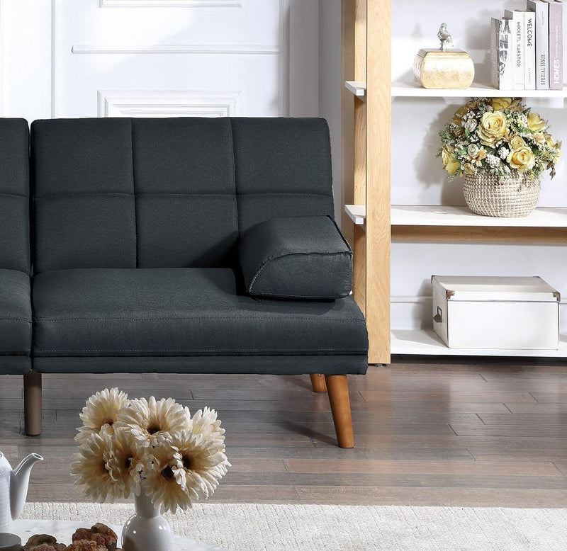 Black Polyfiber Adjustable Tufted Sofa Living Room Solid wood Legs Plush Couch - Urban Living Furniture (Los Angeles, CA)