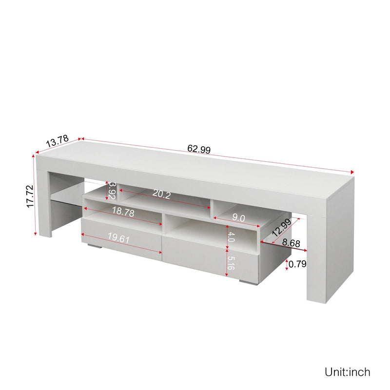 Living Room Furniture TV Stand Cabinet with 2 Drawers & 2 open shelves,20-color RGB LED lights with remote,White - Urban Living Furniture (Los Angeles, CA)