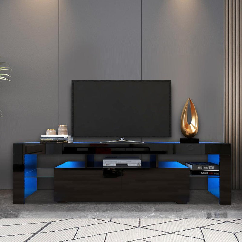 Modern Black TV Stand, 20 Colors LED TV Stand w/Remote Control Lights - Urban Living Furniture (Los Angeles, CA)