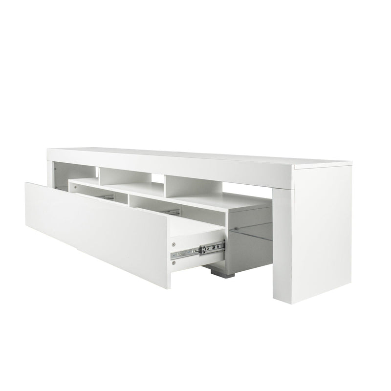 Modern gloss white TV Stand for 80 inch TV , 20 Colors LED TV Stand w/Remote Control Lights - Urban Living Furniture (Los Angeles, CA)