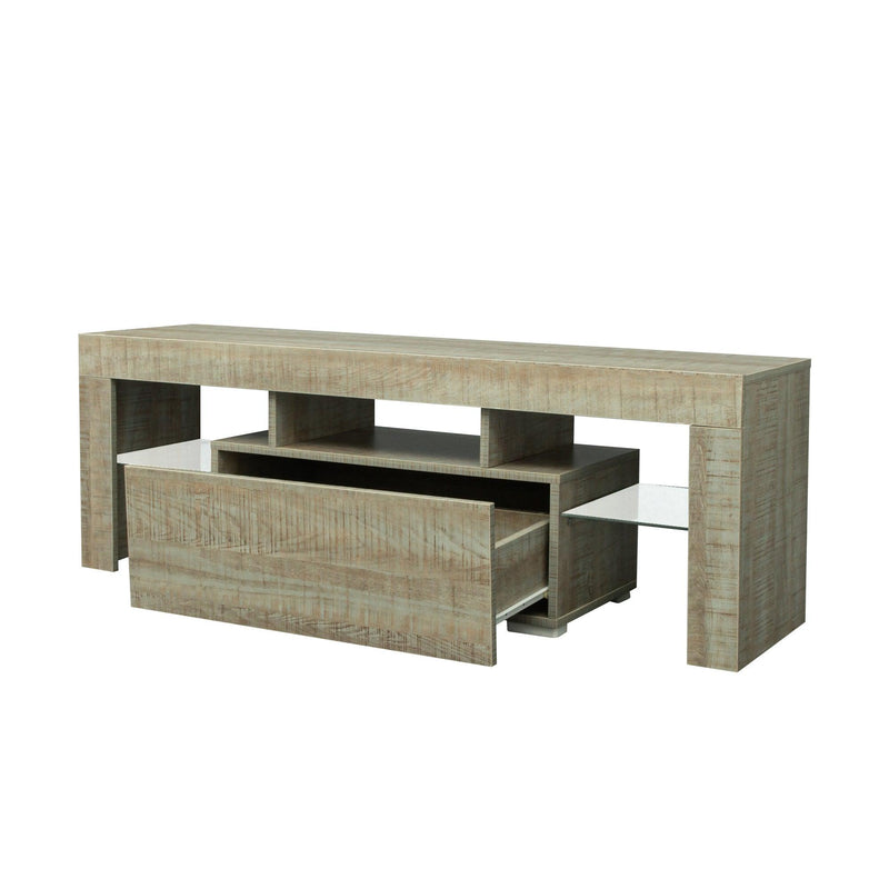 TV Stand with LED RGB Lights,Flat Screen TV Cabinet, Gaming Consoles - in Lounge Room, Living Room and Bedroom，GREY OAK - Urban Living Furniture (Los Angeles, CA)