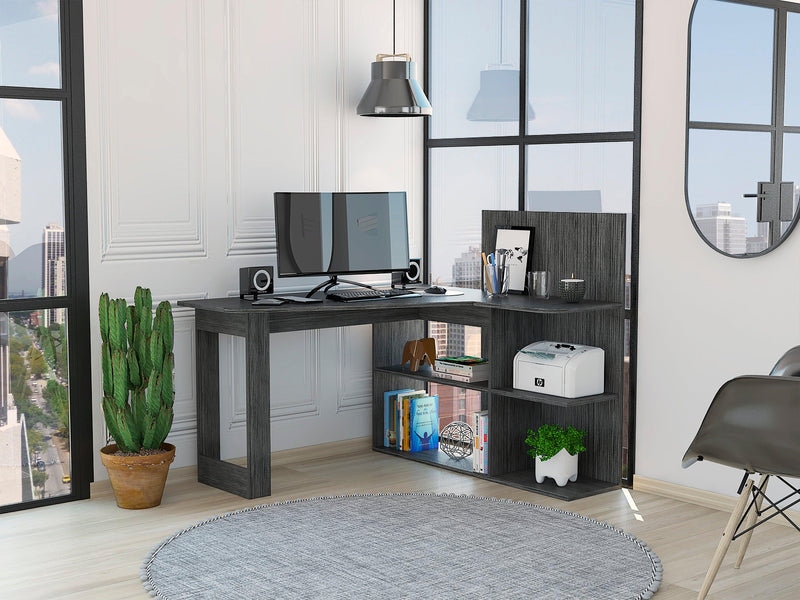 Fairfield 4-Shelf L-Shaped Computer Desk Smokey Oak - Urban Living Furniture (Los Angeles, CA)