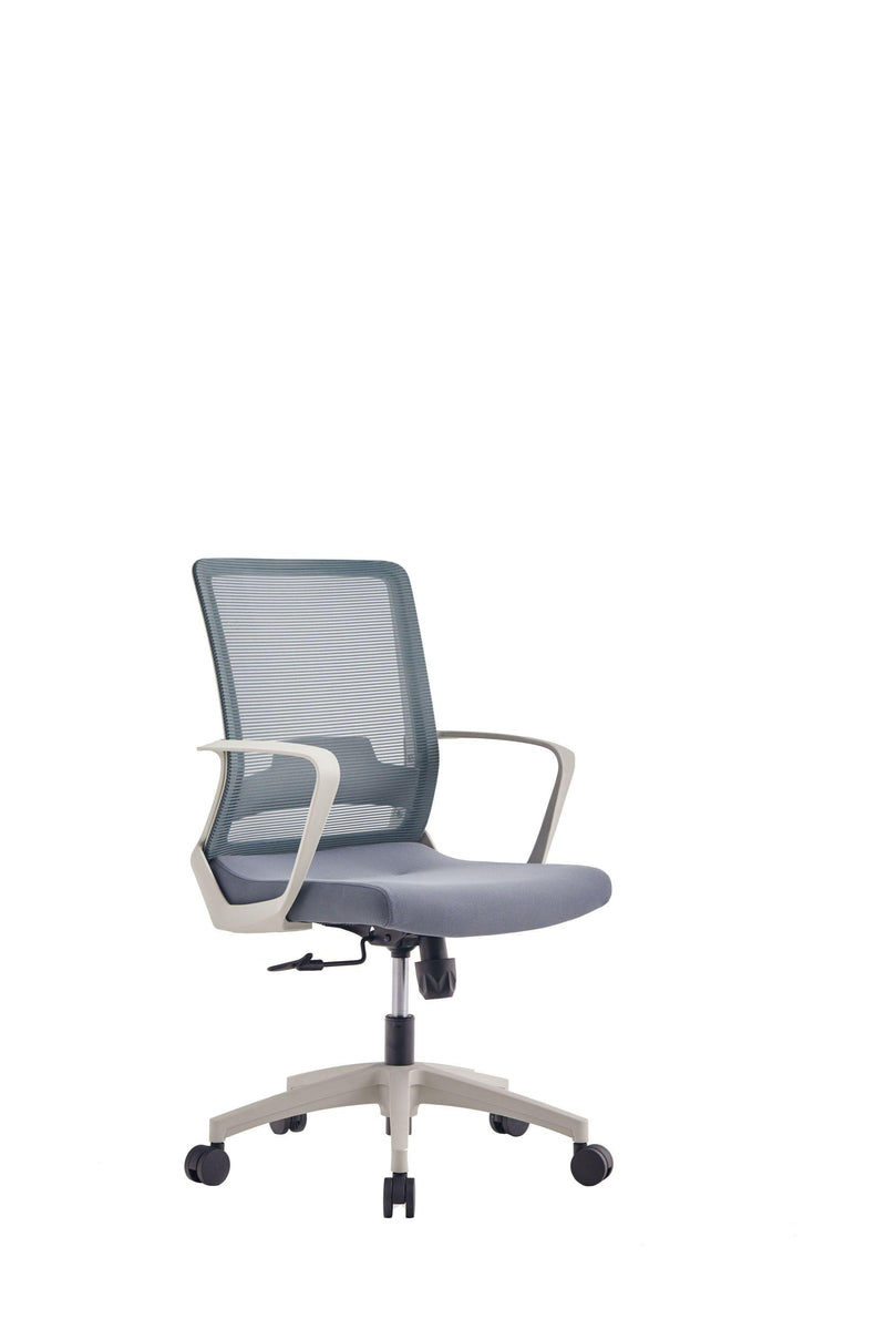 Brynn Swivel Adjustable Height Fixed Armrest Office Chair Smokey Oak and White
