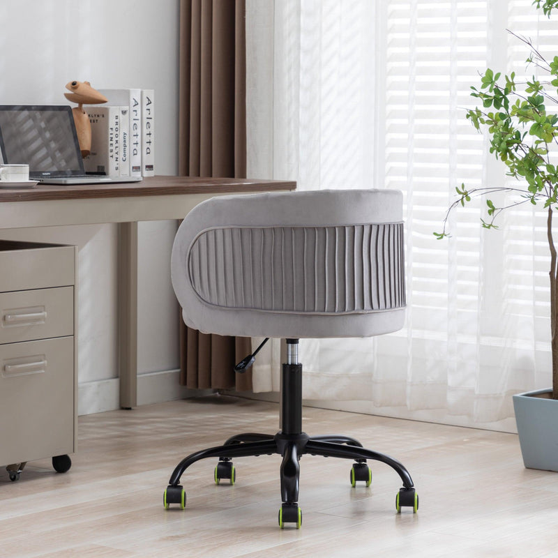 Zen Zone Velvet Leisure office chair, suitable for study and office, can adjust the height, can rotate 360 degrees, with pulley，Grey - Urban Living Furniture (Los Angeles, CA)