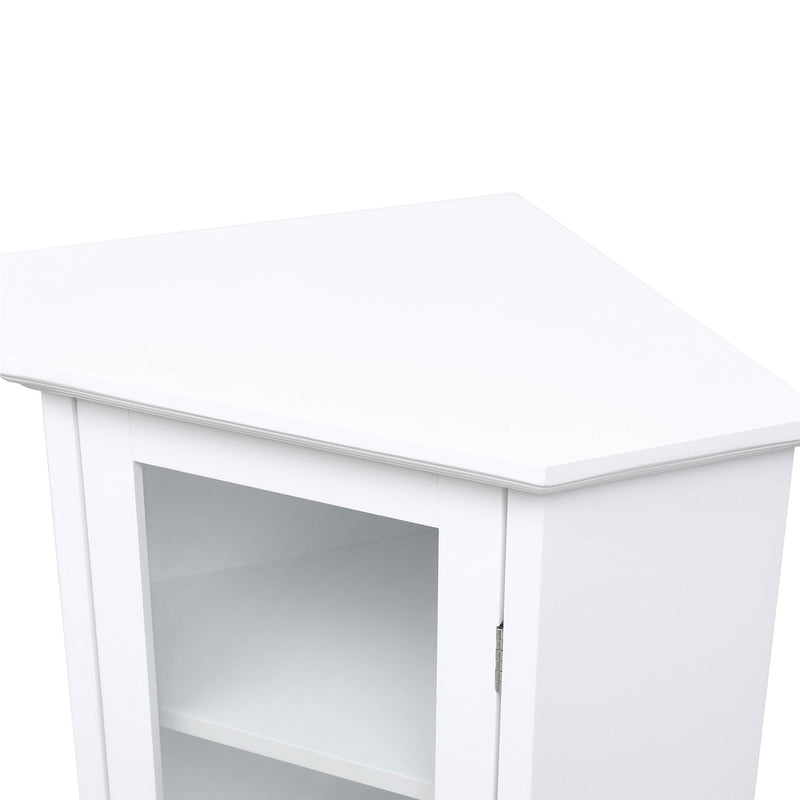 Freestanding Bathroom Cabinet with Glass Door, CornerStorage Cabinet for Bathroom, Living Room and Kitchen, MDF Board with Painted Finish, White - Urban Living Furniture (Los Angeles, CA)