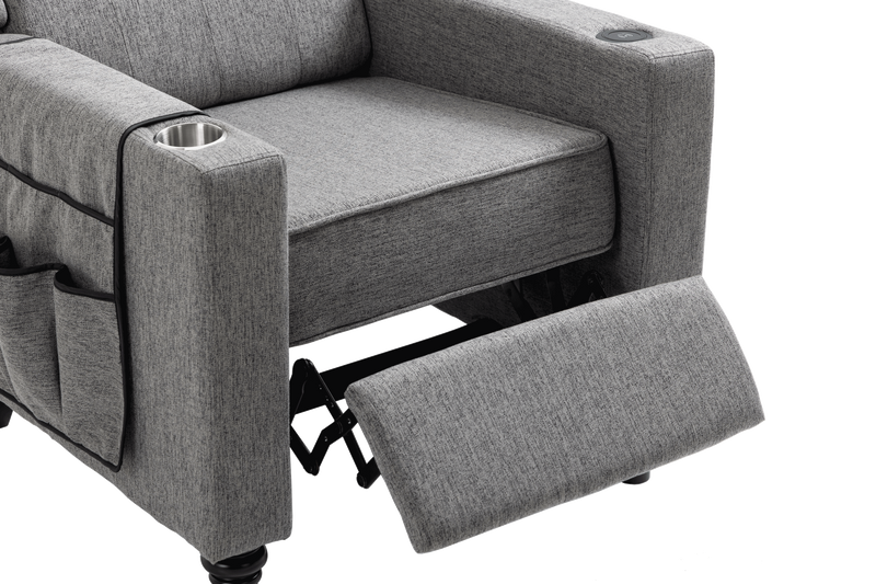 Arm Pushing Recliner Chair,Modern Button Tufted Wingback Push Back Recliner Chair, Living Room Chair Fabric Pushback Manual Single Reclining Sofa Home Theater Seating for Bedroom,Darkn Gray - Urban Living Furniture (Los Angeles, CA)