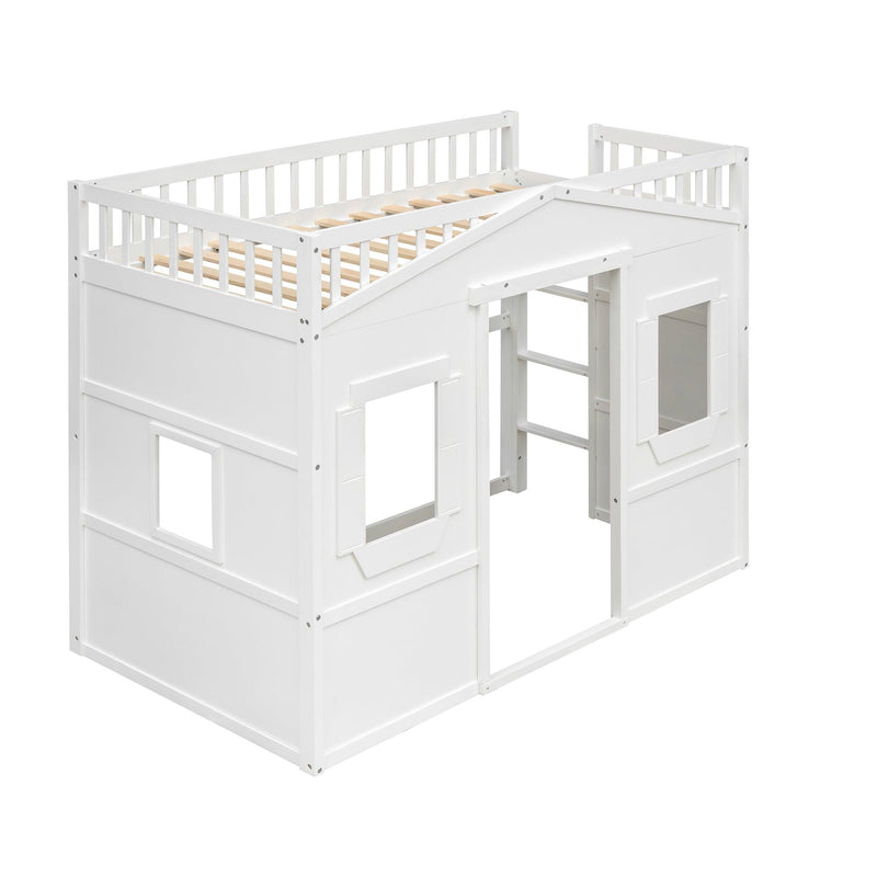 Twin Size House Loft Bed With Ladder-White - Urban Living Furniture (Los Angeles, CA)