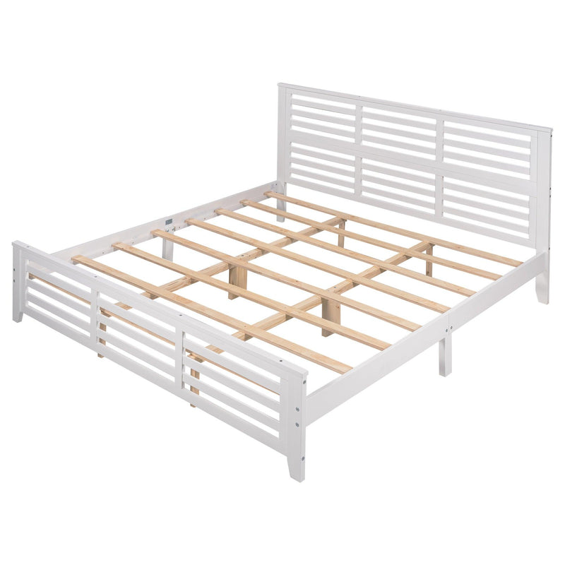 Platform bed with horizontal strip hollow shape, King size, white - Urban Living Furniture (Los Angeles, CA)