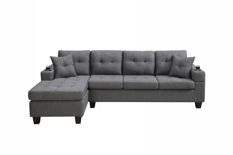 sectional sofa left with footrest, convertible corner sofa with armrestStorage, sectional sofa for living room and apartment, chaise longue left (grey)