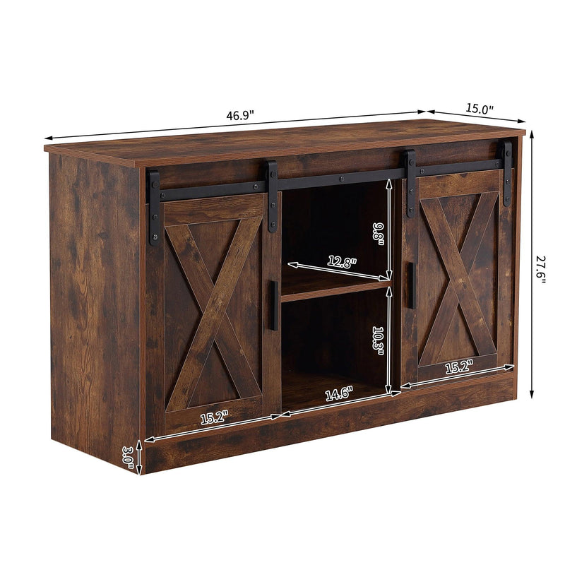 Rustic Brown decorative wooden TV /Storage cabinet with two sliding barn doors, available for bedroom, living room,corridor. - Urban Living Furniture (Los Angeles, CA)