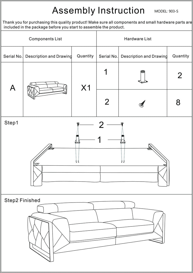 Global United Top Grain Italian Leather  Sofa - Urban Living Furniture (Los Angeles, CA)