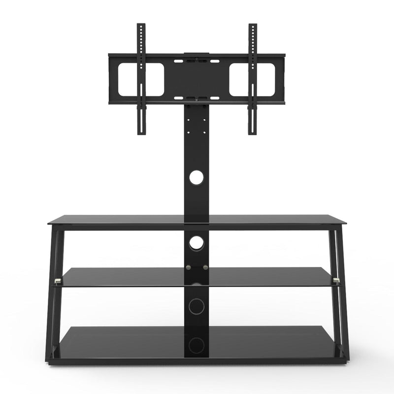 Black Multi-Function Angle And Height Adjustable Tempered Glass  TV Stand - Urban Living Furniture (Los Angeles, CA)