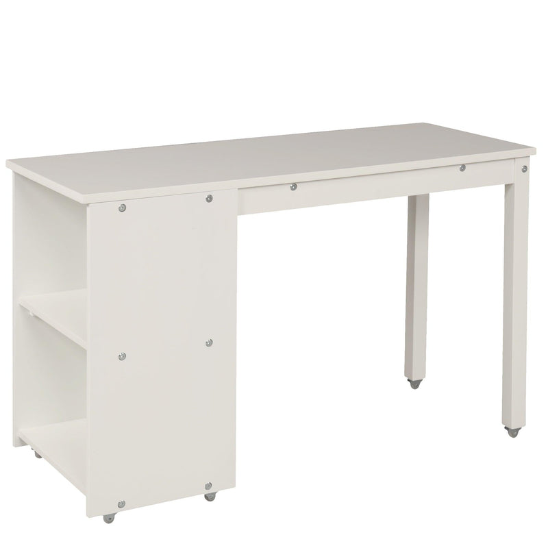 Low Study Twin Loft Bed with Cabinet and Rolling Portable Desk - White - Urban Living Furniture (Los Angeles, CA)