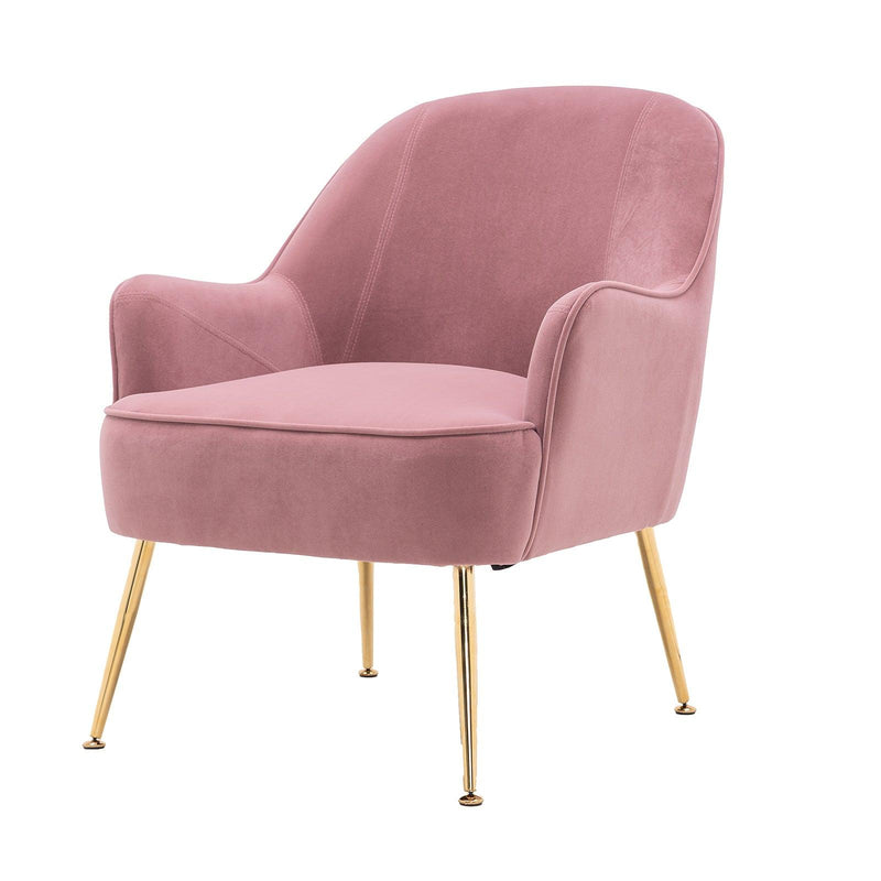 Modern Ergonomics Soft Velvet Fabric Material Accent Chair With Gold Legs And Adjustable Feet Screws For Indoor Home Living Room,Pink - Urban Living Furniture (Los Angeles, CA)